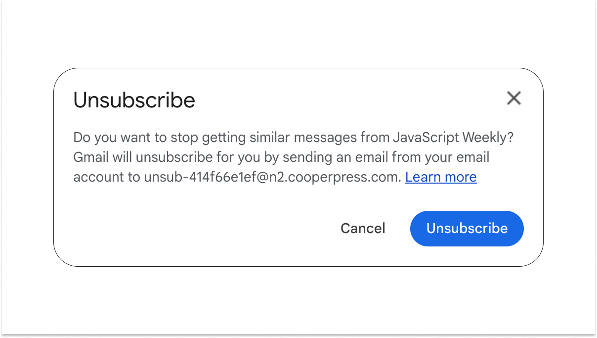Gmail One-Click Unsubscribe Confirmation