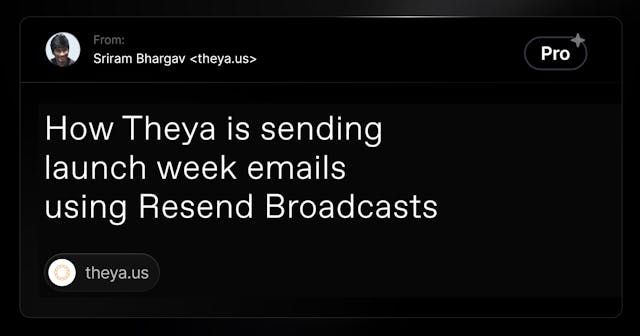 How Theya is sending launch week emails using Resend Broadcasts