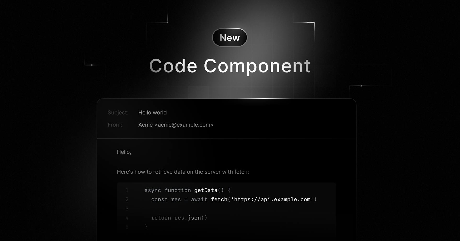 New Code Block Component