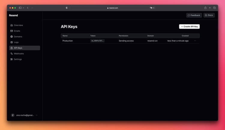 New API Key Permissions · Resend