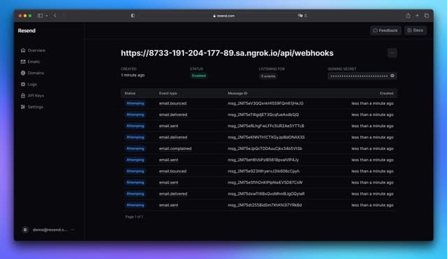 Capture email events with Webhooks · Resend