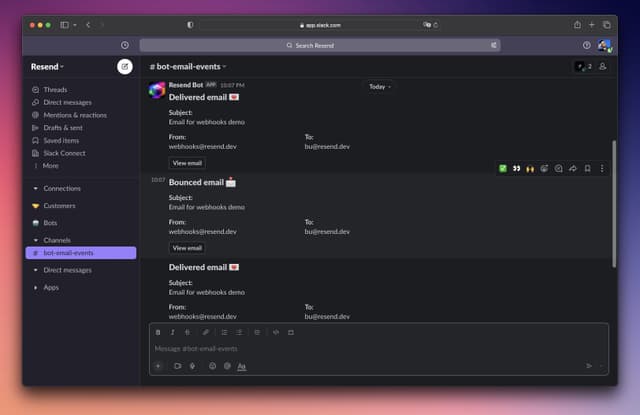 Capture email events with Webhooks · Resend