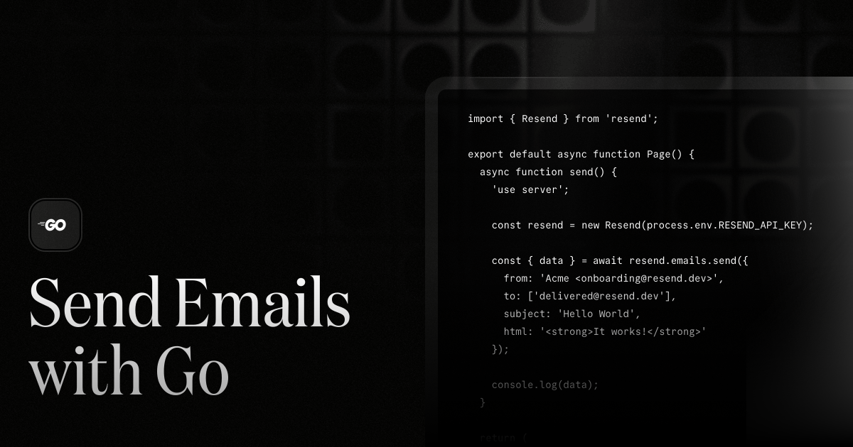 Send emails with Go · Resend