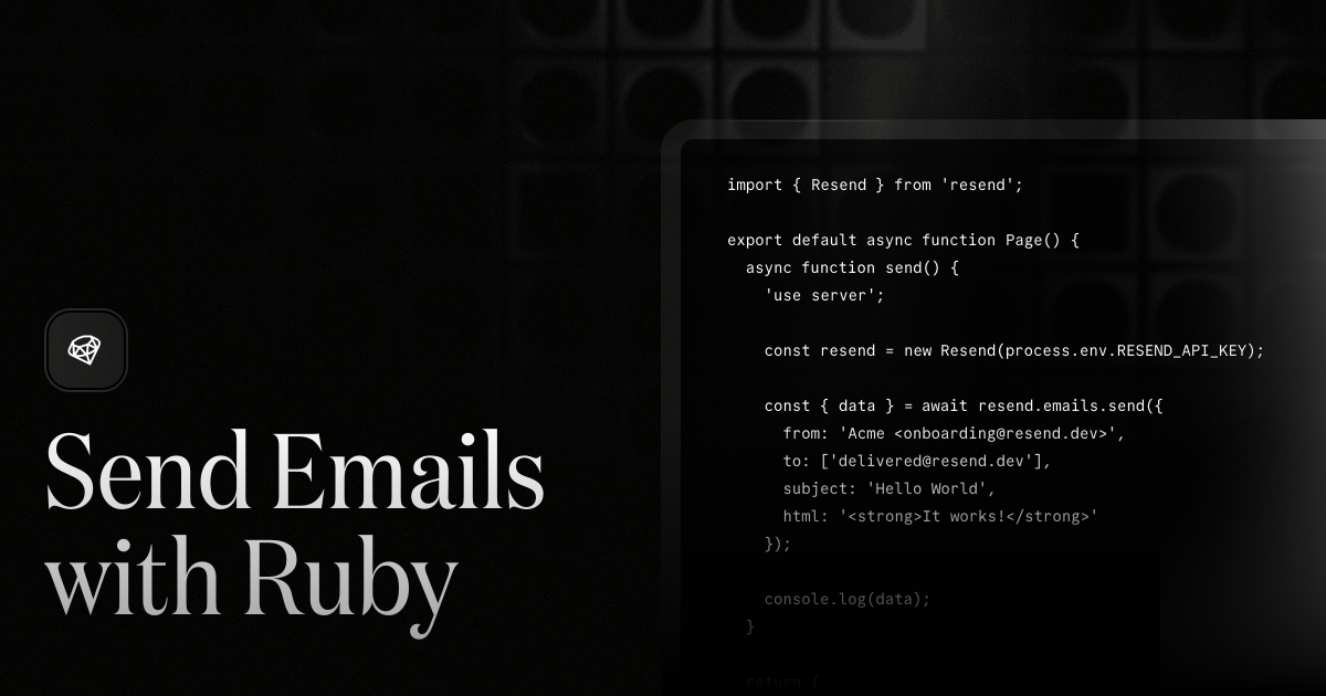 Send emails with Ruby · Resend