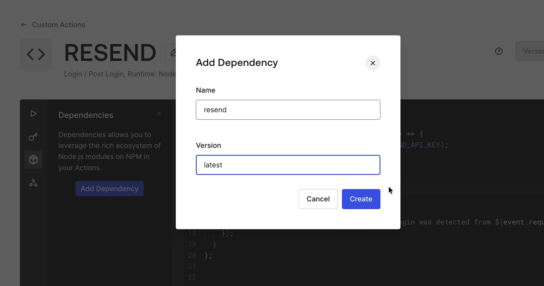 Resend Code Interface Example Using Email Send Auth0 transactional emails with Resend - Resend