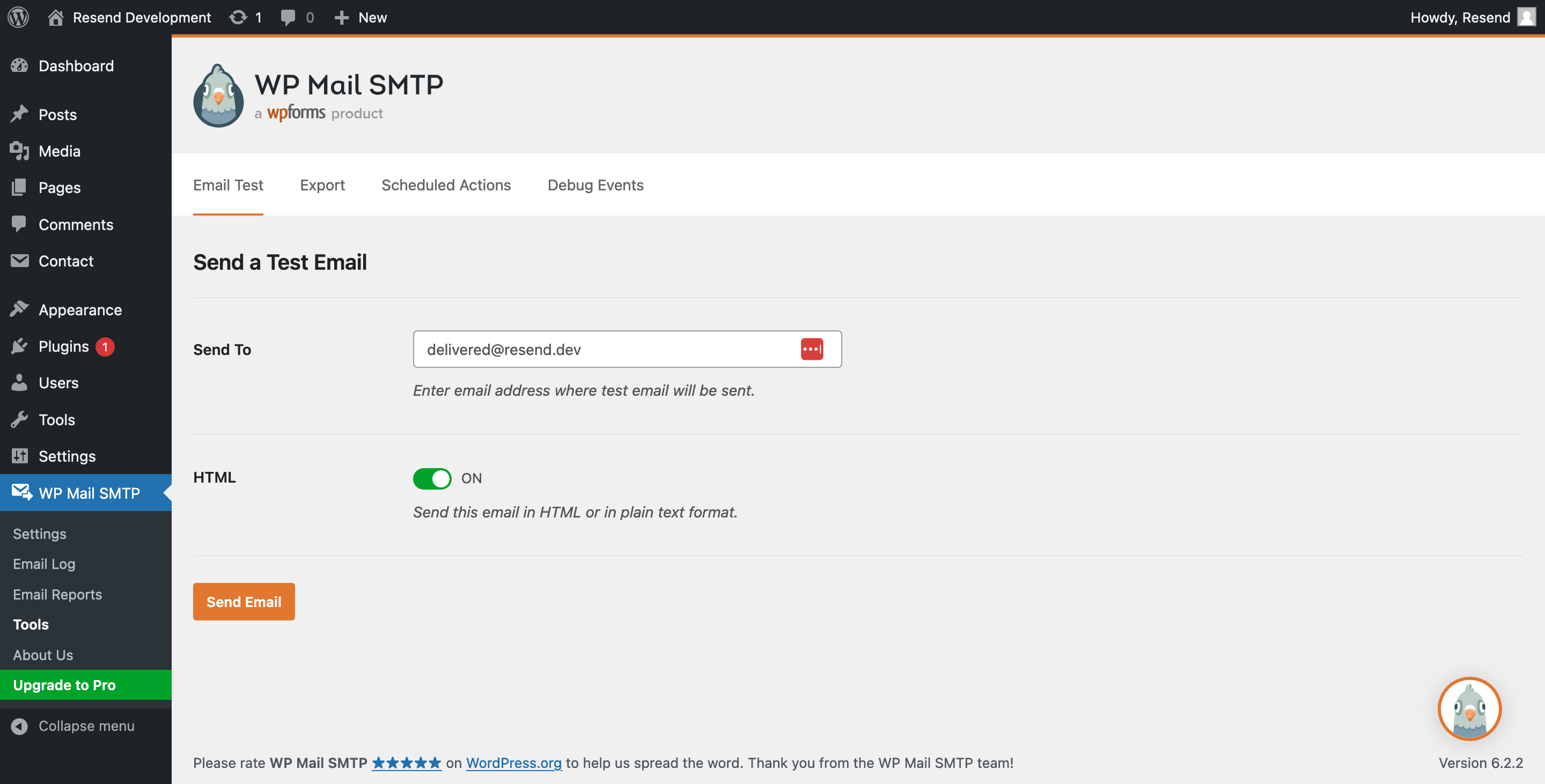 Send emails using WordPress with SMTP - Resend