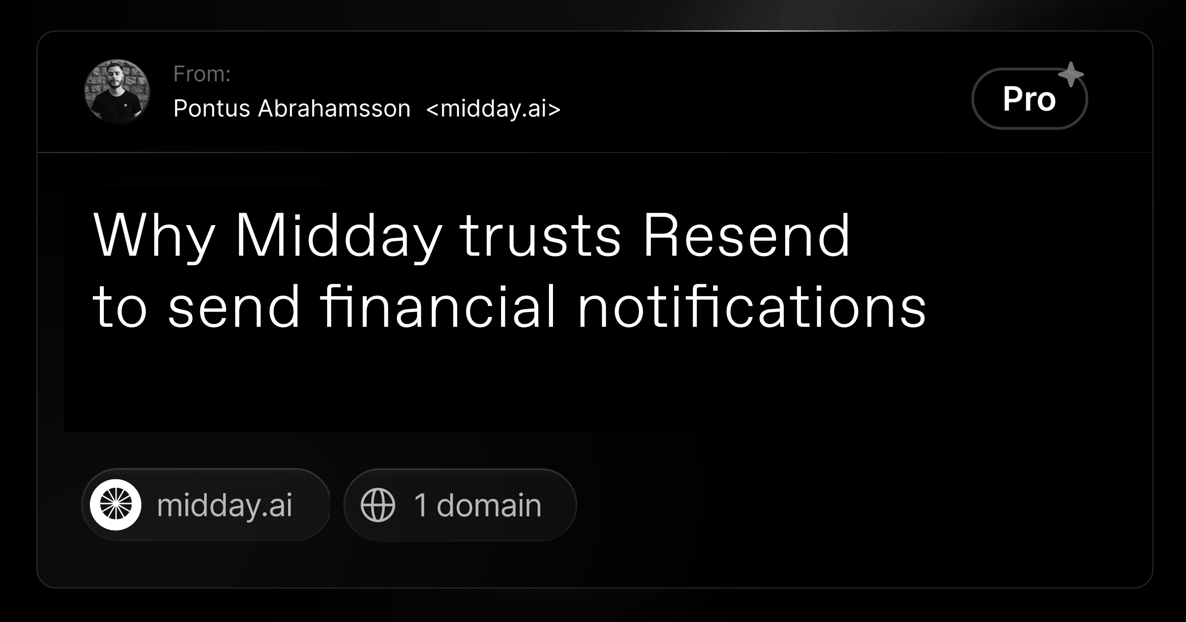 Why midday trusts resend to send financial notifications resend