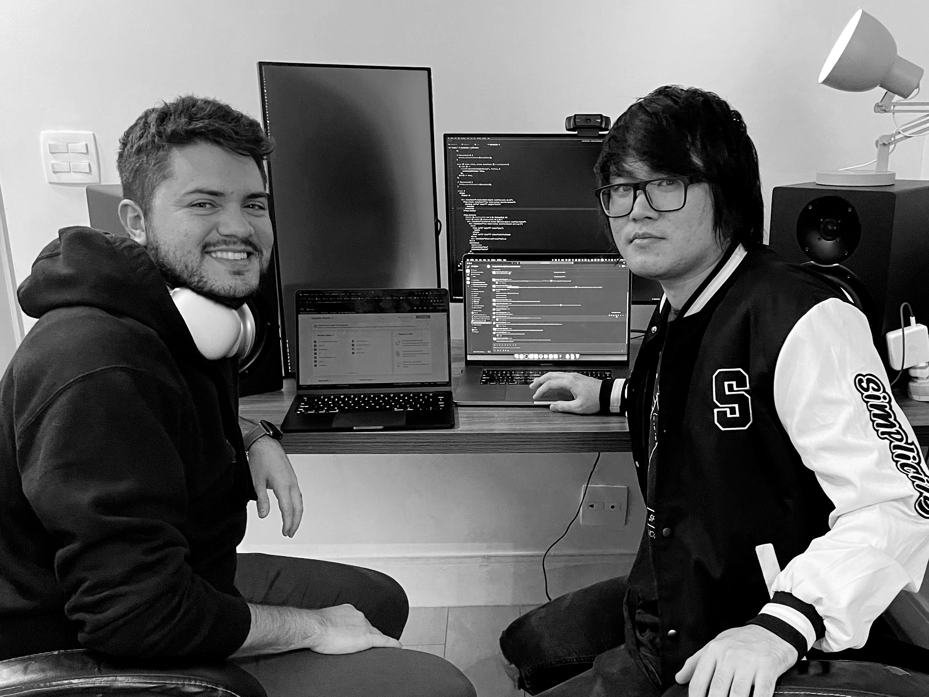 Zeno Rocha (left) and Bu Kinoshita (right) writing the first lines of code for Resend
