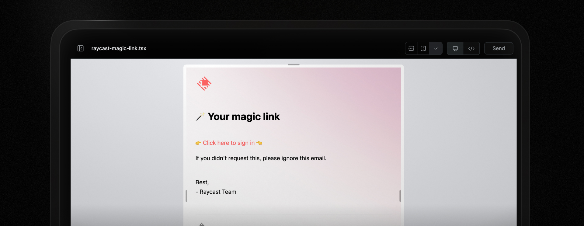 Raycast custom react email template