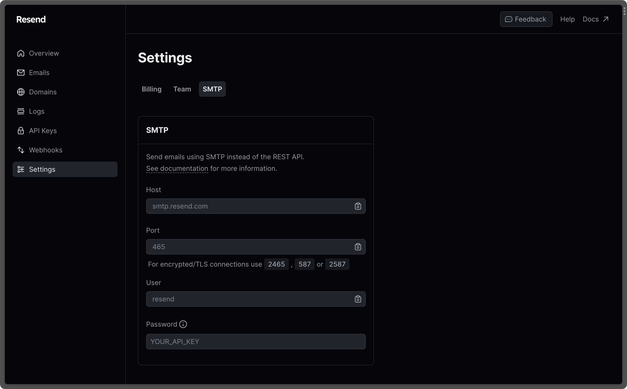 resend dashboard